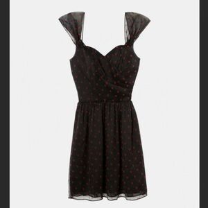 The Kooples Sweetheart Red Dot Dress Pleated Off the Shoulder